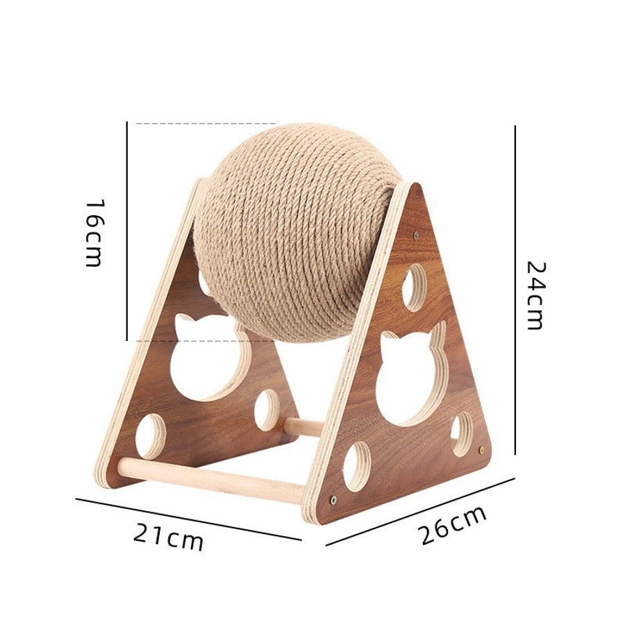 Wooden Cat Scratch Board Toy Durable Cat Scratching Post Ball Hand-wound Rope Climbing Frame Pet Supplies