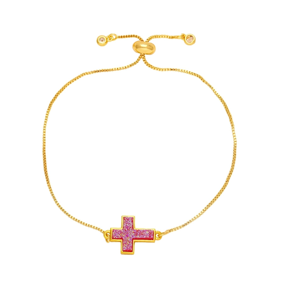 simple style cross copper plating 18k gold plated bracelets