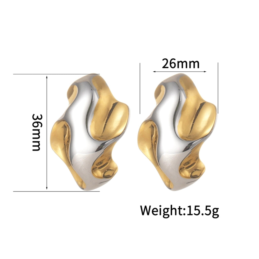 1 Piece Elegant Vintage Style Streetwear Irregular Irregular 304 Stainless Steel 18K Gold Plated Ear Studs - CEJEW