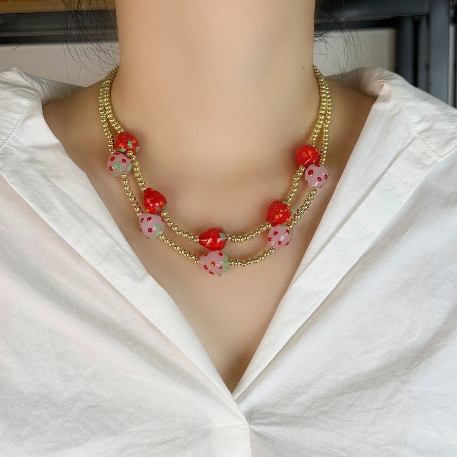 Copper 18K Gold Plated Strawberry Necklace