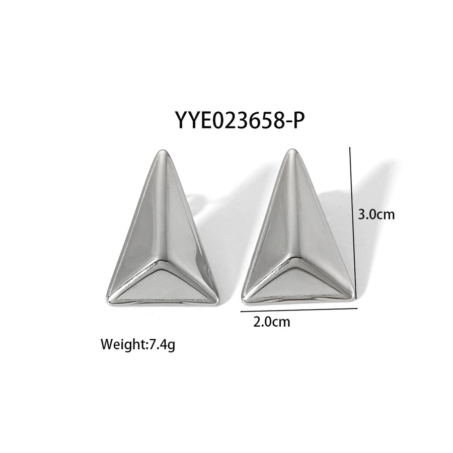 1 Pair Basic Triangle Polishing Plating 304 Stainless Steel 18K Gold Plated Earrings