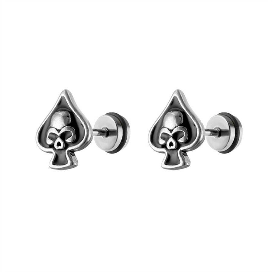 1 Piece Retro Ethnic Style Simple Style Skull Plating 316 Stainless Steel  Ear Studs - CEJEW