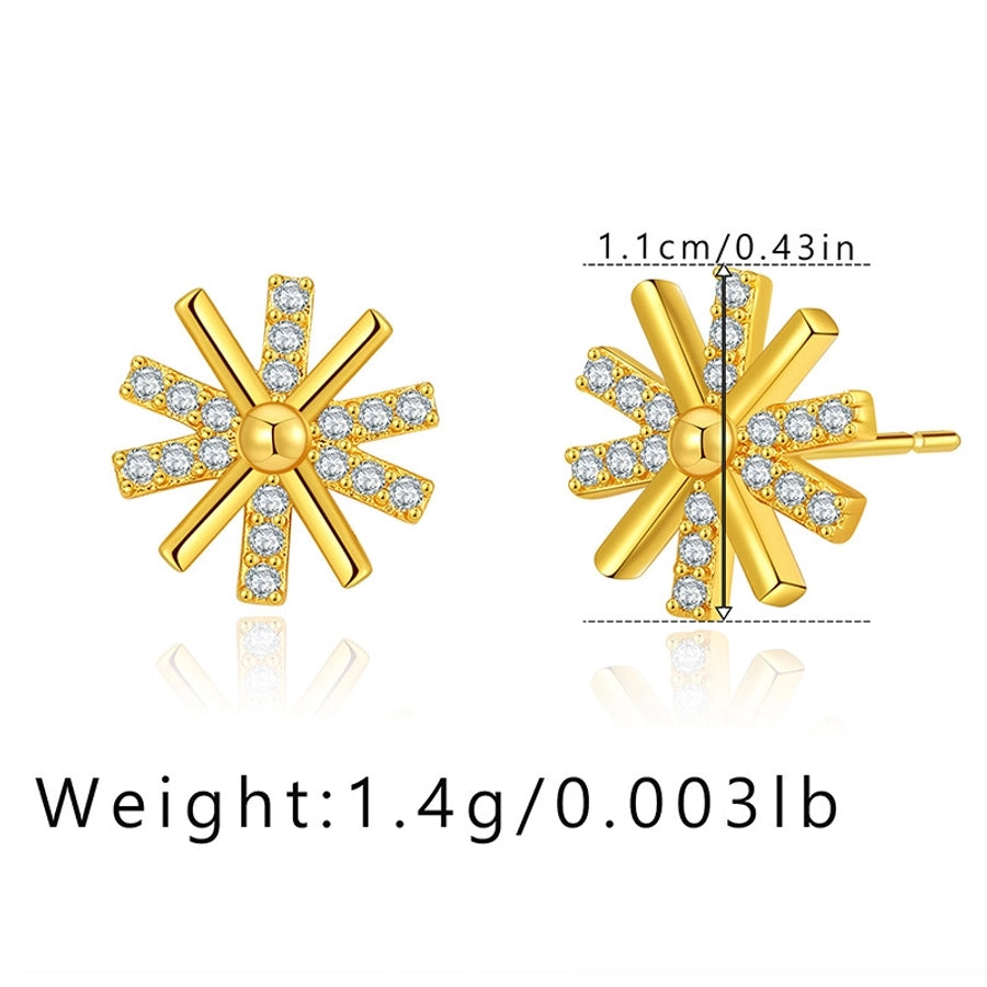 Copper 18K Gold Plated Inlay Cactus Star Heart Shape Zircon Earrings Necklace