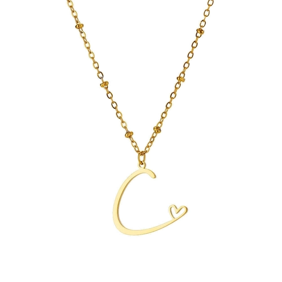 Jewelry IG Style Sweet Letter Heart Shape 304 Stainless Steel Plating Hollow Out Pendant Necklace