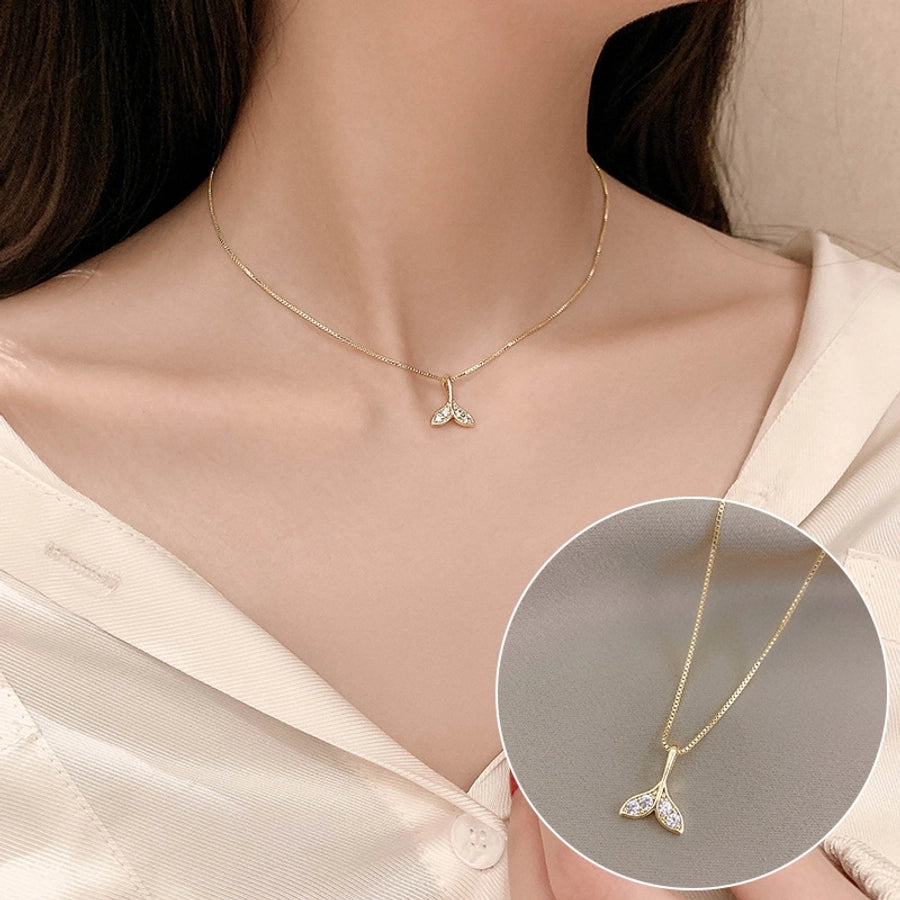 simple style heart shape flower alloy pearl plating inlay shell zircon women's pendant necklace