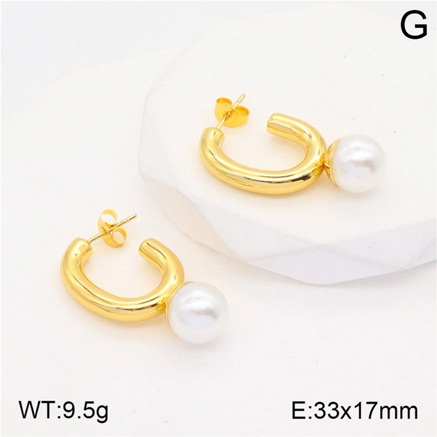 1 Pair Elegant Heart Shape Flower Shell Plating Three-dimensional Inlay 304 Stainless Steel Pearl Zircon 18K Gold Plated Ear Studs