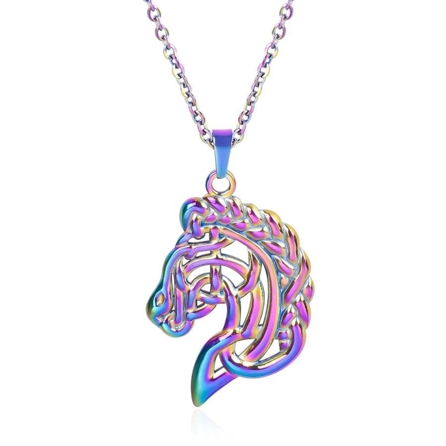 Jewelry IG Style Simple Style Horse 304 Stainless Steel 18K Gold Plated Hollow Out Pendant Necklace Necklace Pendant