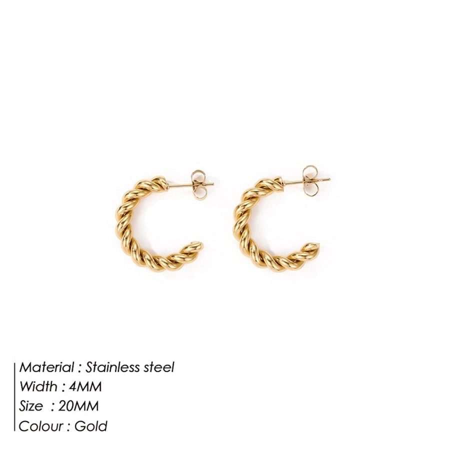 Lady Geometric Plating 304 Stainless Steel Hoop Earrings