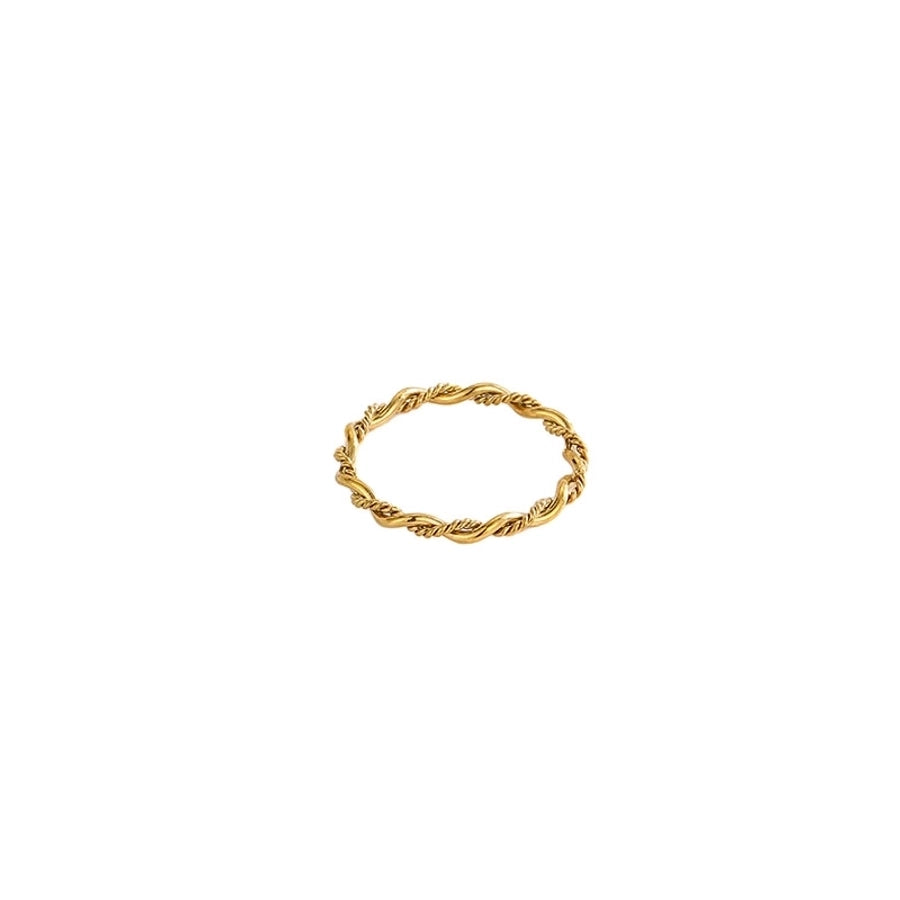 Titanium Steel 18K Gold Plated Elegant Cute Luxurious Plating Braid Twist Titanium Steel Rings