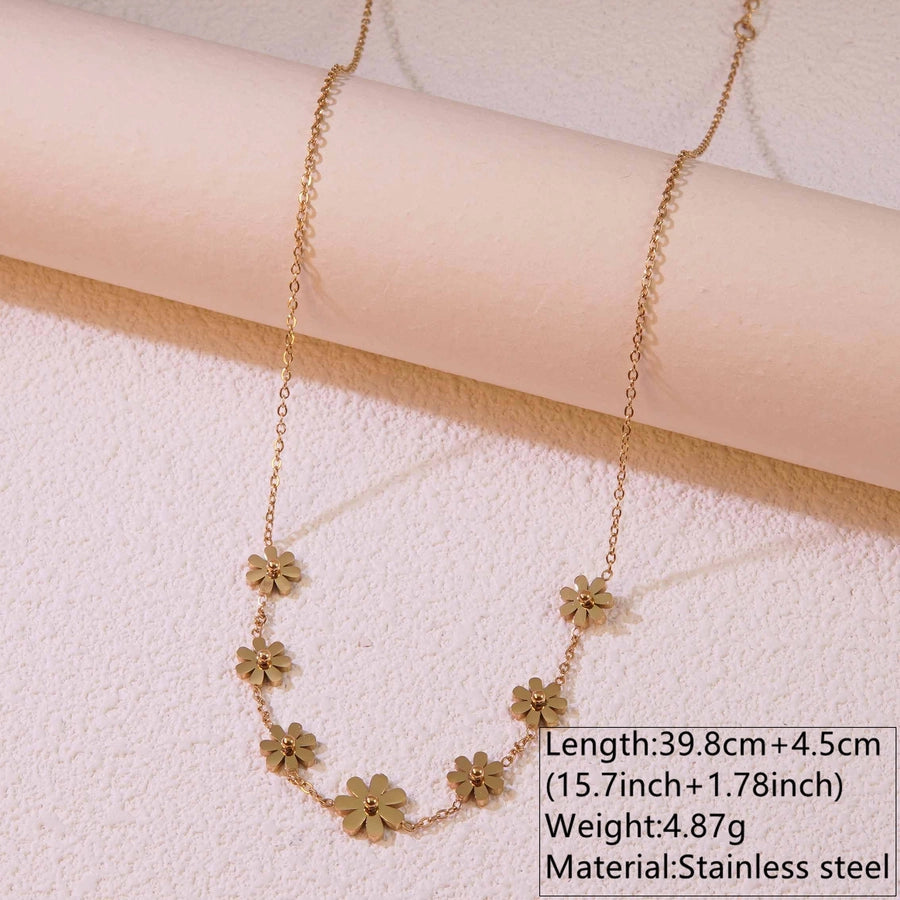 Jewelry Princess Sweet Simple Style Flower 304 Stainless Steel 18K Gold Plated Plating Jewelry Set