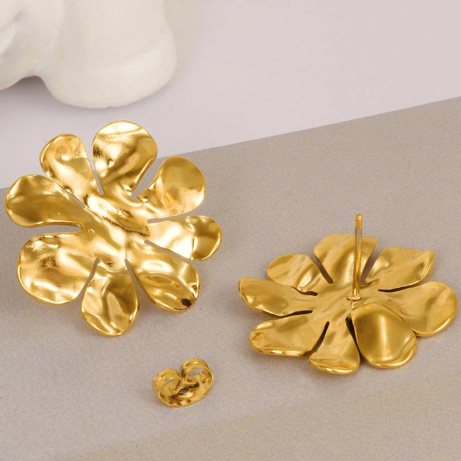 1 Pair IG Style Simple Style Flower Plating 304 Stainless Steel Ear Studs