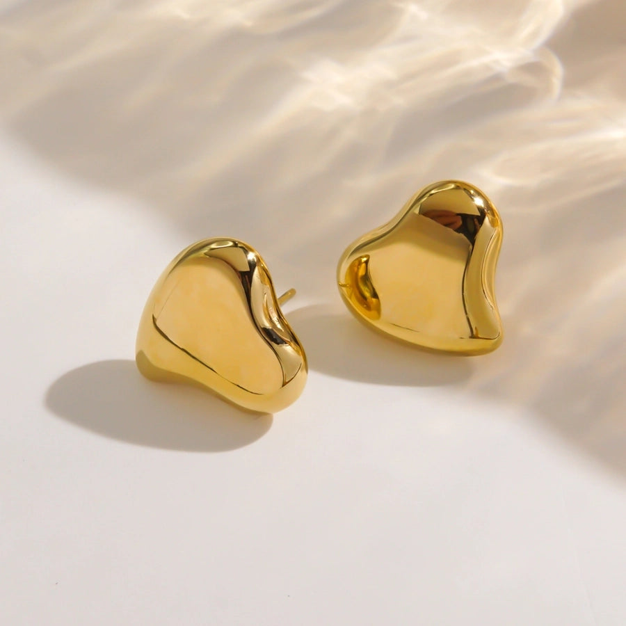 1 Pair IG Style Simple Style Classic Style Heart Shape Plating 304 Stainless Steel 14K Gold Plated Ear Studs