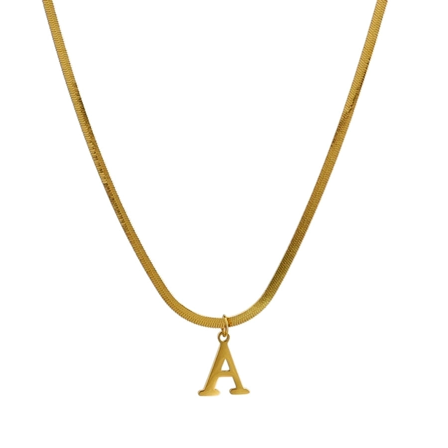 304 Stainless Steel 18K Gold Plated Luxurious Commute Letter Pendant Necklace - CEJEW