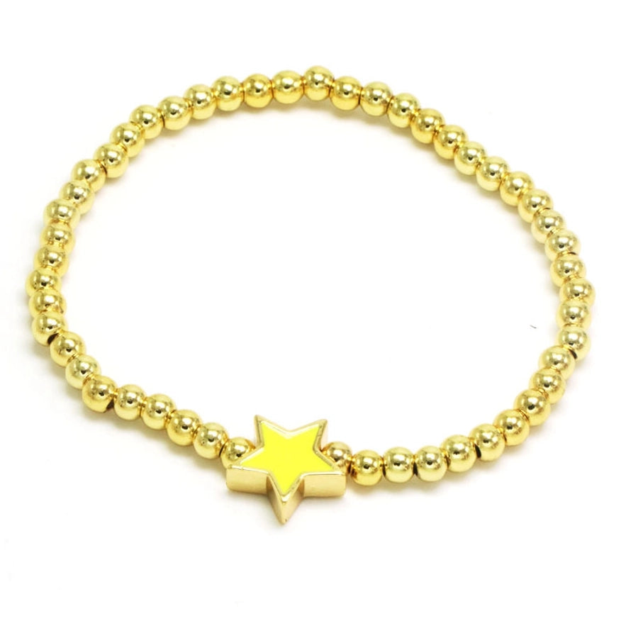 Copper 18K Gold Plated Beaded Enamel Star Bracelets