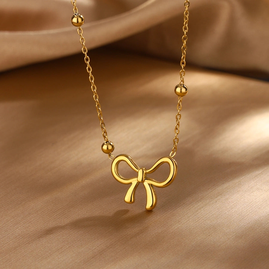 Jewelry Sweet Classic Style Streetwear Bow Knot 304 Stainless Steel 18K Gold Plated Jewelry Set