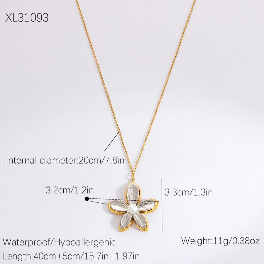 Jewelry Retro Simple Style Flower 304 Stainless Steel Plating Earrings Necklace