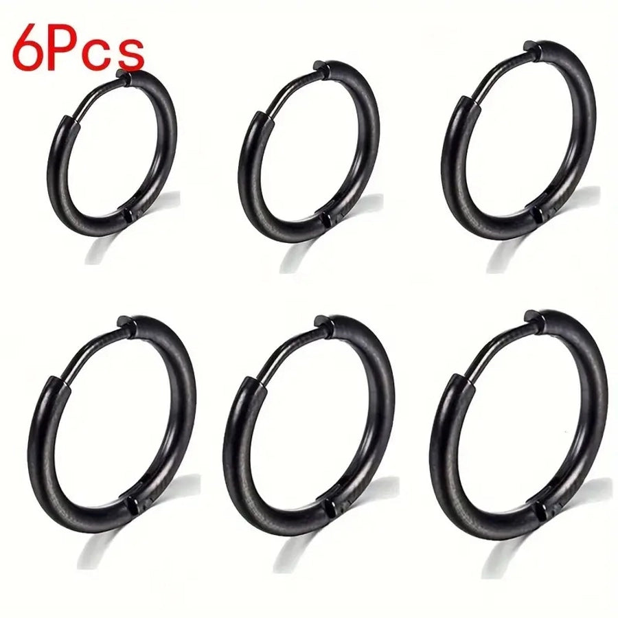 6-Piece Set Casual Simple Style Classic Style Geometric 201 Stainless Steel Hoop Earrings