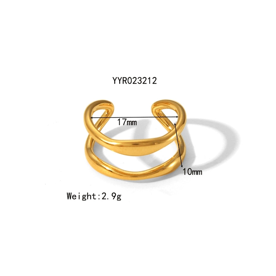 Jewelry Simple Style Irregular Solid Color Bow Knot 304 Stainless Steel 18K Gold Plated Open Rings