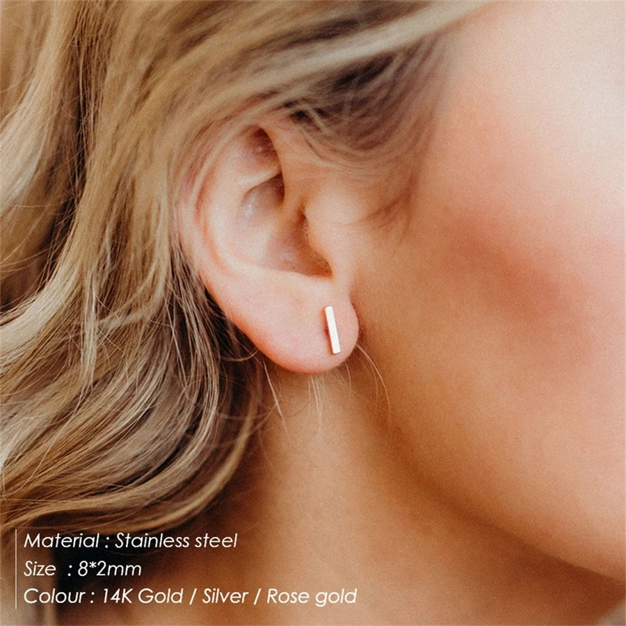 1 Pair Simple Style Classic Style Solid Color Plating 304 Stainless Steel 14K Gold Plated Ear Studs - CEJEW