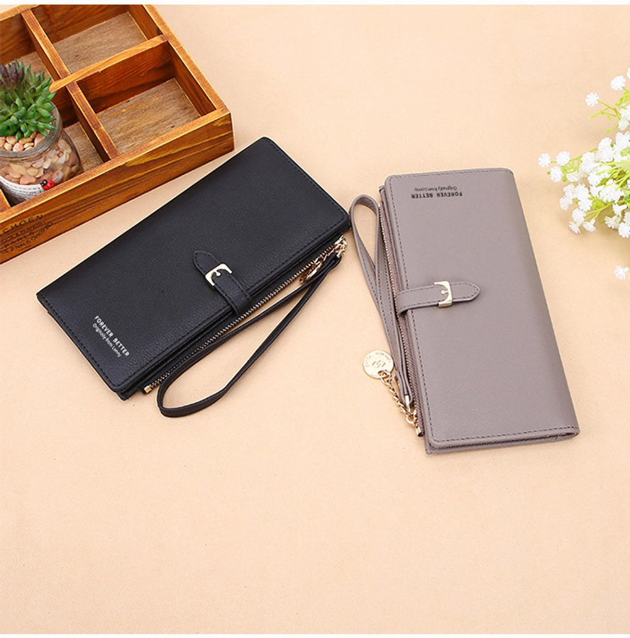 Women's Solid Color Pu Leather Buckle Wallets