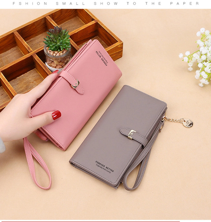 Women's Solid Color Pu Leather Buckle Wallets