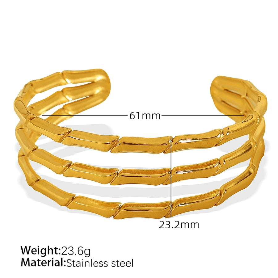 Elegant French Style Geometric Solid Color 304 Stainless Steel 18K Gold Plated Stainless Steel Bracelets In Bulk