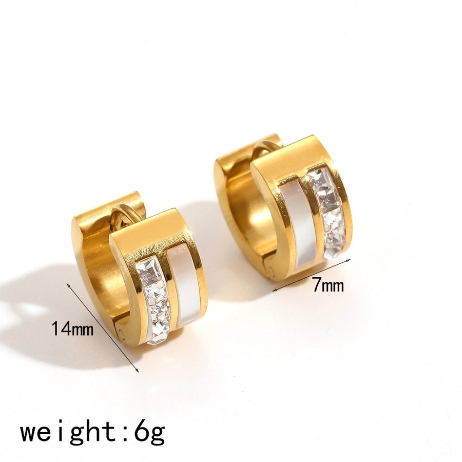 1 Pair IG Style Geometric Polishing Plating 304 Stainless Steel 18K Gold Plated Earrings