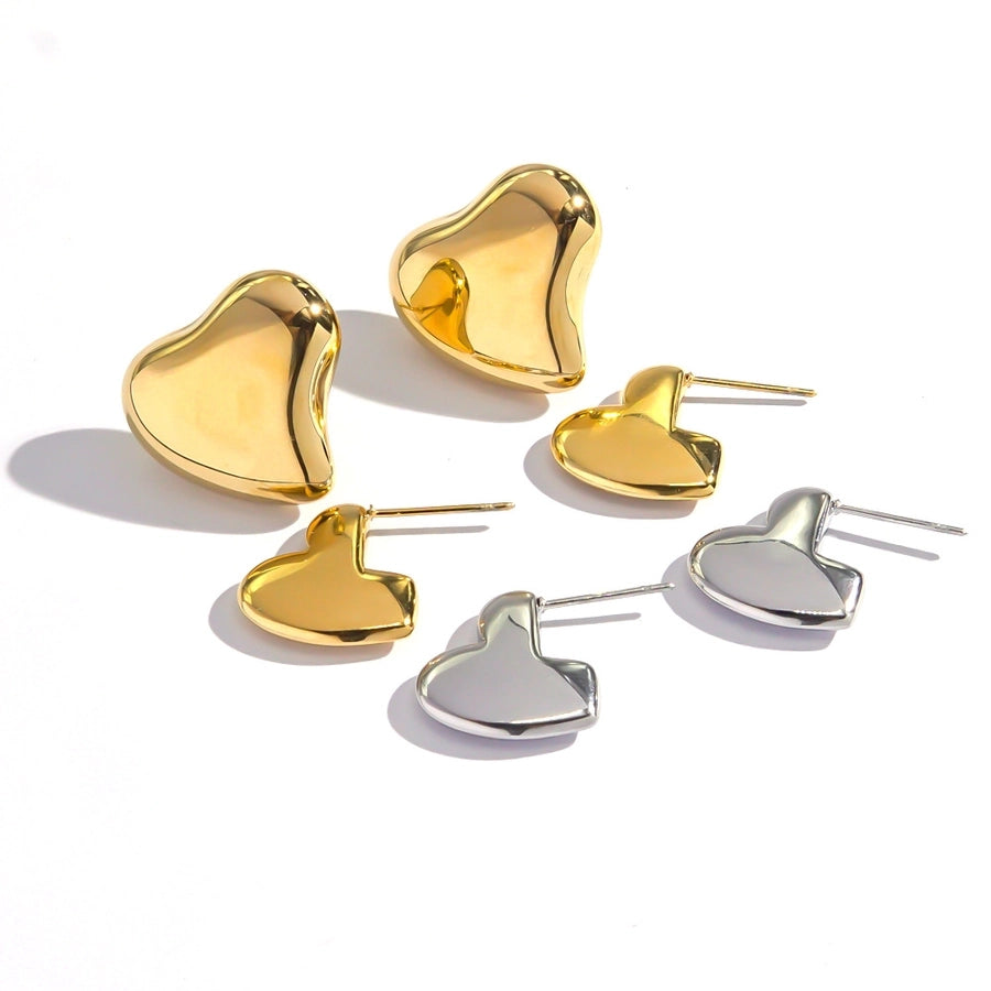 1 Pair IG Style Simple Style Classic Style Heart Shape Plating 304 Stainless Steel 14K Gold Plated Ear Studs