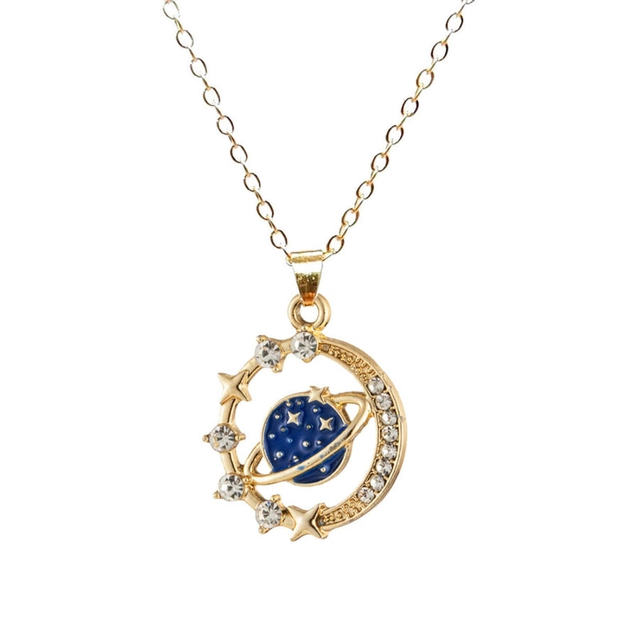 IG Style Elegant Lady Planet Alloy Enamel Plating Inlay Rhinestones Gold Plated Silver Plated Women's Pendant Necklace