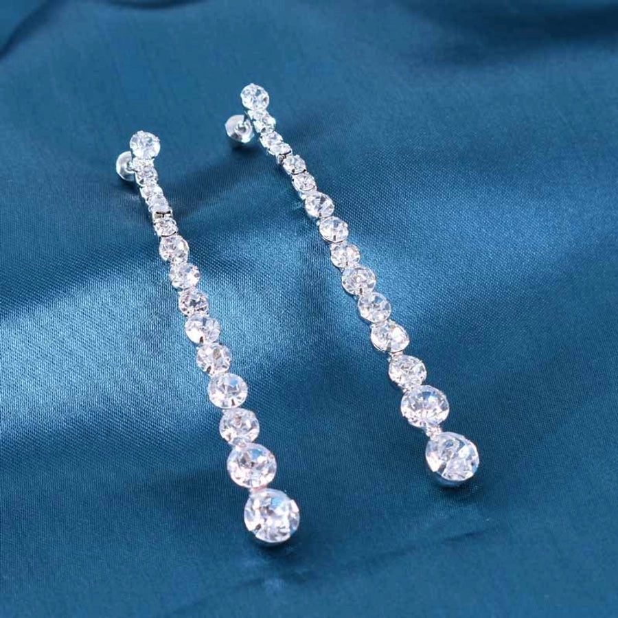 925 Silver Needle Flash Diamond Earrings Korean Long Tassel Slim Distinctive Earrings Elegant Fashion  Niche Earrings