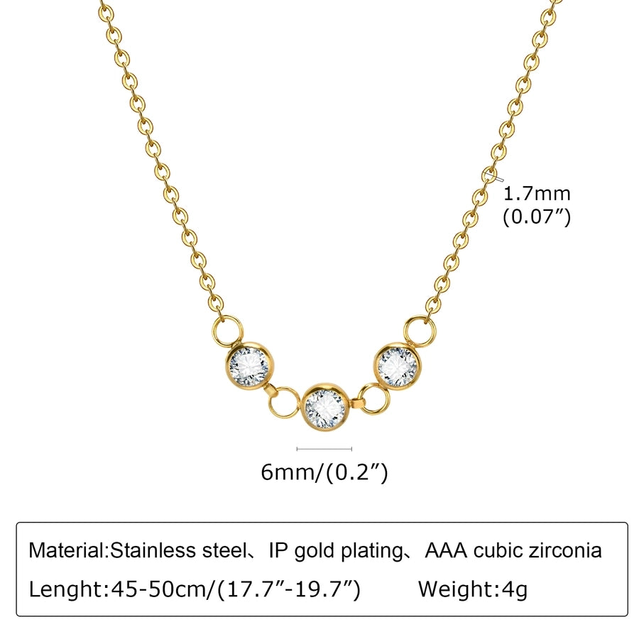 201 Stainless Steel 18K Gold Plated Sweet Plating Inlay Solid Color Zircon Necklace