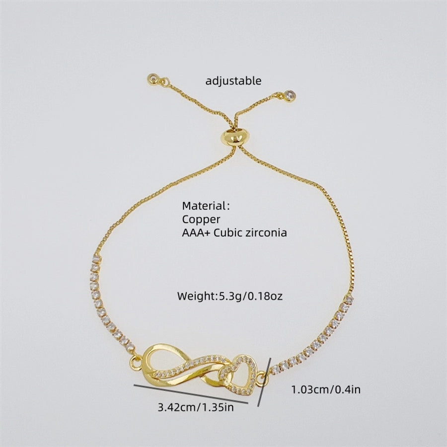 Copper 18K Gold Plated Infinity Heart Shape Bracelets