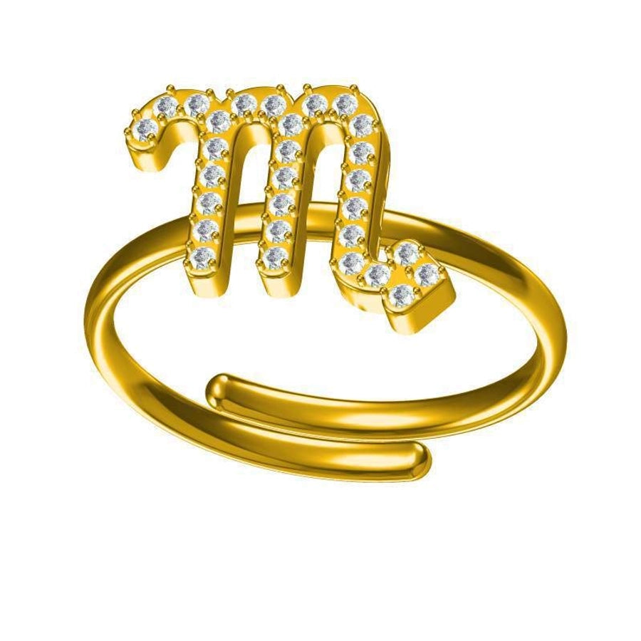 Jewelry Simple Style Constellation Titanium Steel Zircon Gold Plated Plating Inlay Open Rings