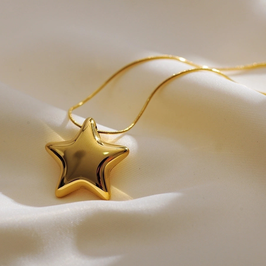 304 Stainless Steel 18K Gold Plated IG Style Simple Style Star Earrings Necklace