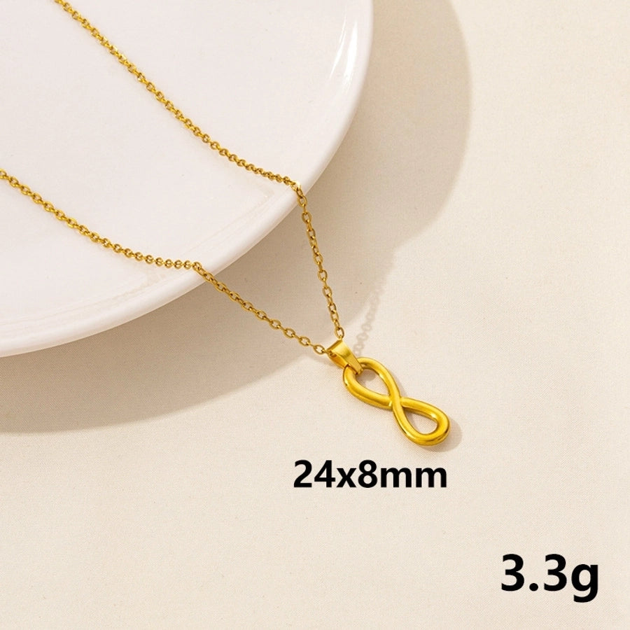 Jewelry Simple Style Infinity Shell 304 Stainless Steel Chain Pendant Necklace