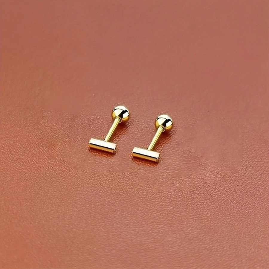 1 Pair Simple Style Solid Color Plating 304 Stainless Steel 18K Gold Plated Ear Studs