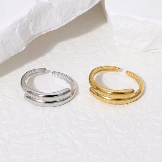 Jewelry Simple Style Classic Style Korean Style Lines 304 Stainless Steel 18K Gold Plated Open Rings