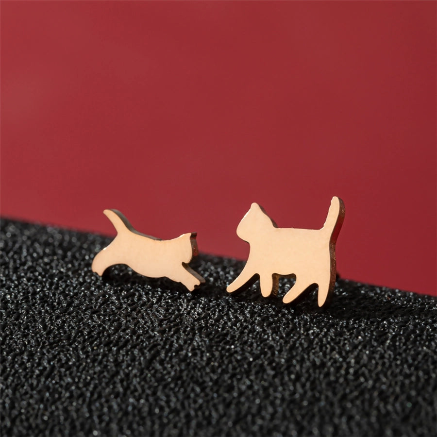 1 Pair Cute Basic Sweet Animal Cat Polishing Plating 304 Stainless Steel 18K Gold Plated Ear Studs