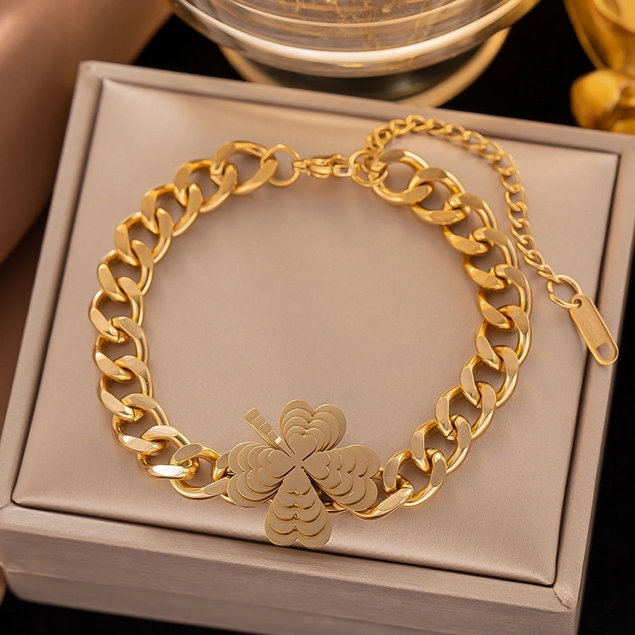 Fashion Butterfly 304 Stainless Steel 18K Gold Plated Stainless Steel Bracelets In Bulk