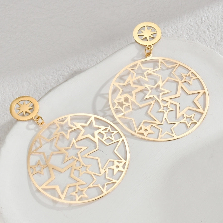 1 Piece Elegant Luxurious Geometric Hollow Out 304 Stainless Steel 18K Gold Plated Drop Earrings