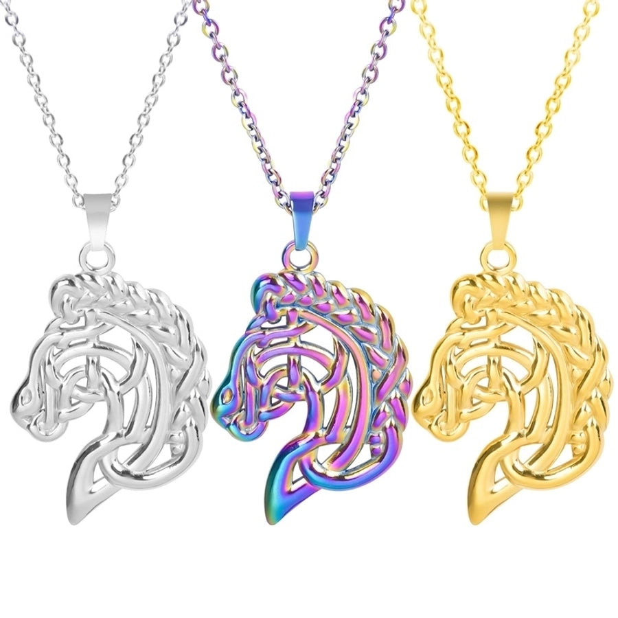 Jewelry IG Style Simple Style Horse 304 Stainless Steel 18K Gold Plated Hollow Out Pendant Necklace Necklace Pendant