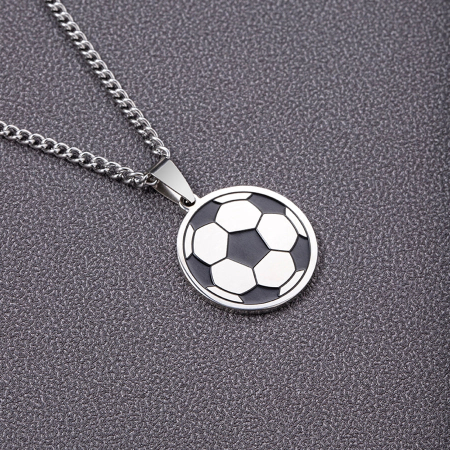 304 Stainless Steel Hip-Hop Simple Style Football Pendant Necklace