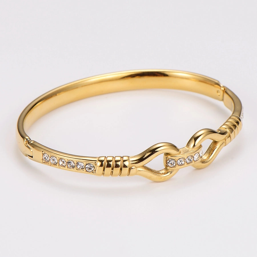 Simple Style Solid Color 304 Stainless Steel 18K Gold Plated Zircon Stainless Steel Bracelets In Bulk