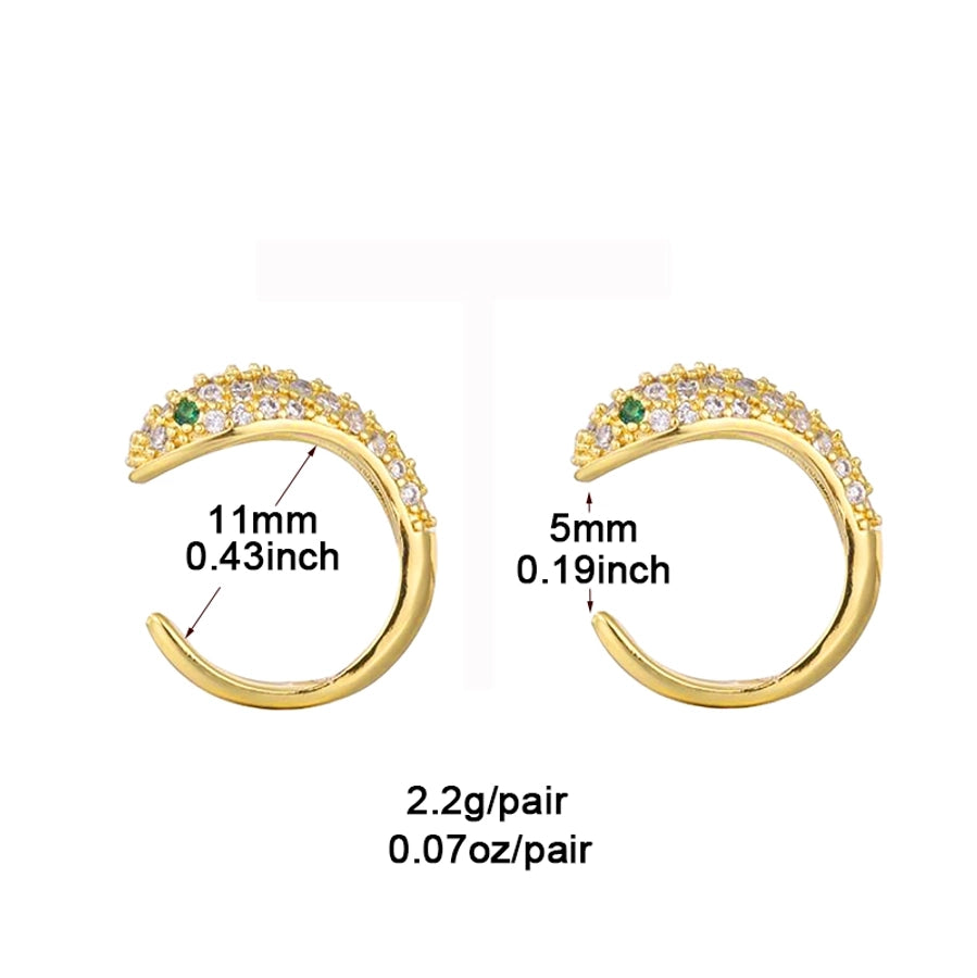 1 pair classic style snake plating inlay copper zircon white gold plated gold plated ear cuffs