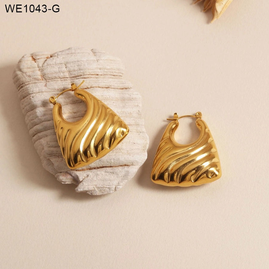 1 Pair Vintage Style Simple Style Semicircle Spiral Stripe Plating 304 Stainless Steel 18K Gold Plated Earrings