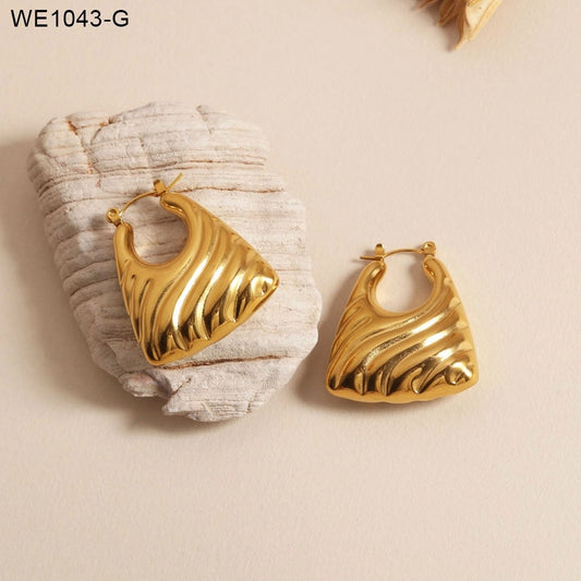 1 Pair Vintage Style Simple Style Semicircle Spiral Stripe Plating 304 Stainless Steel 18K Gold Plated Earrings