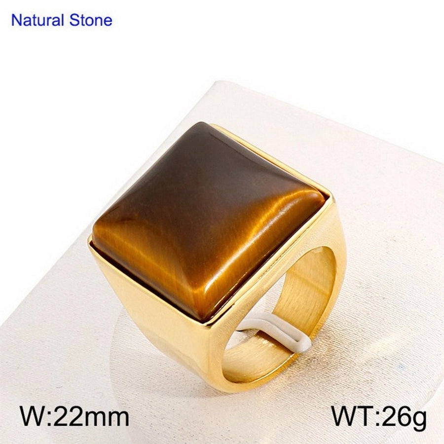 Jewelry Vintage Style Geometric Square Stainless Steel 18K Gold Plated Plating Rings