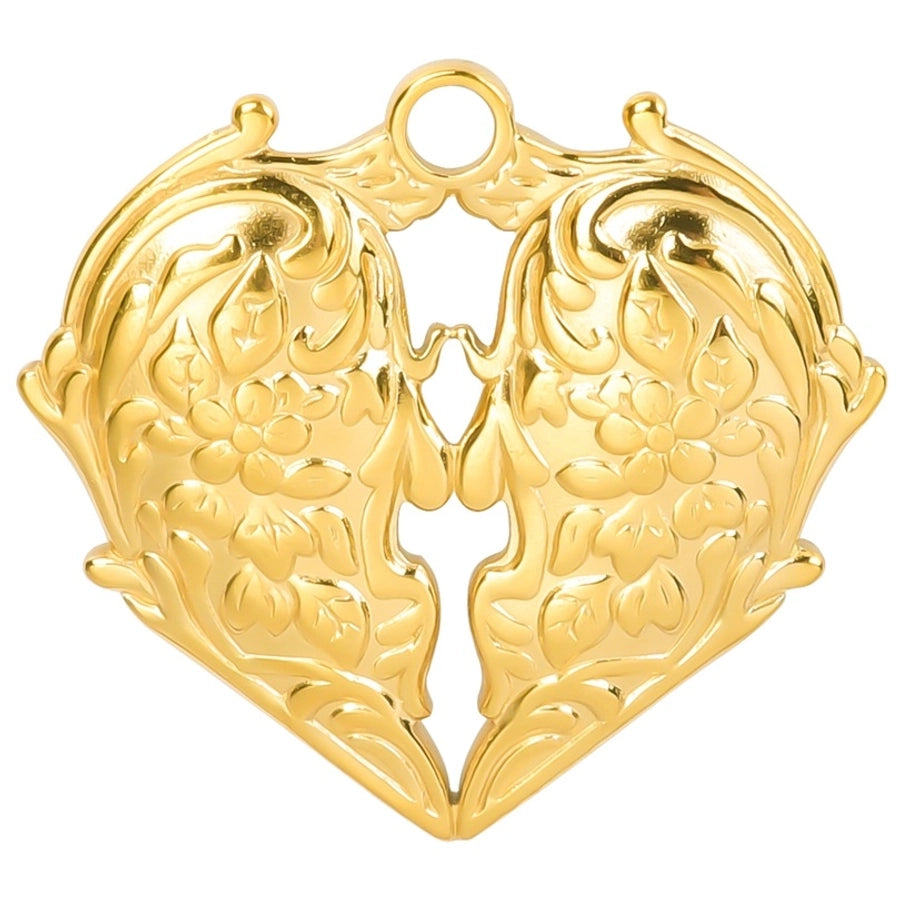 Jewelry IG Style Simple Style Heart Shape Wings 304 Stainless Steel 18K Gold Plated Hollow Out Pendant Necklace Necklace Pendant