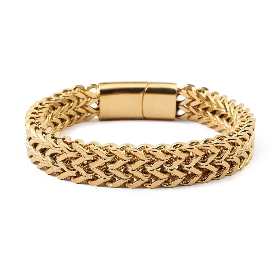 Hip-Hop Solid Color 201 Stainless Steel 18K Gold Plated Bracelets In Bulk