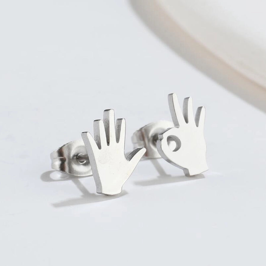 1 pair fashion star moon wings titanium steel asymmetrical plating hollow out ear studs - CEJEW